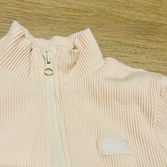 Bo+Tee ribbed zip crop jacket in cream size small - Picture 6 of 10